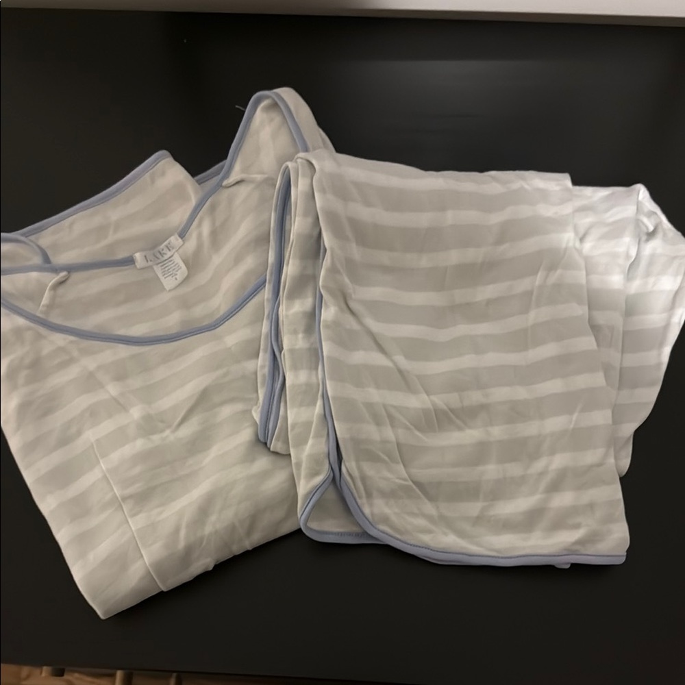 Striped White and Gray Sleepwear Set